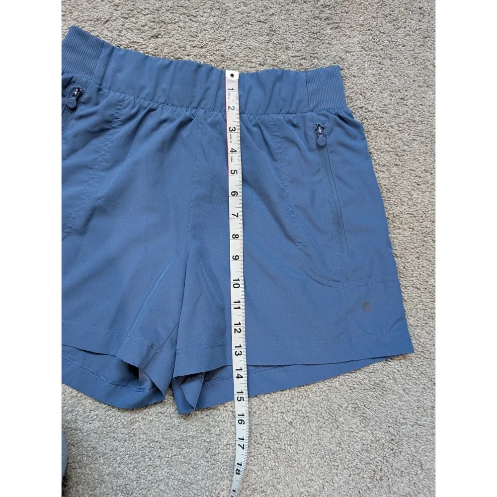 Apana Athletic Shorts Women Size S Blue Lightweight Zipper Pockets Activewear